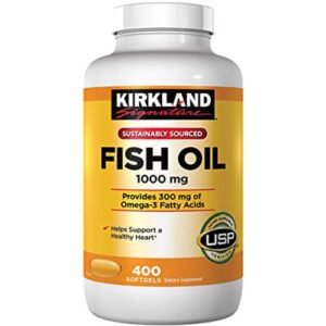 KRIKLAND Signature Natural Fish Oil Concentrate with Omega-3 Fatty Acids, 400 Softgels, 1000mg