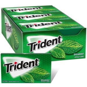 Trident Sugar Free Gum, Spearmint,  14-Count (Pack of 12)