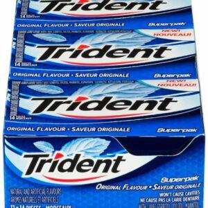 Trident Imported Sugar Free Gum, Original Flavour, 14 Count (Pack of 12)