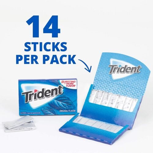 Trident Imported Sugar Free Gum, Original Flavour, 14 Count (Pack of 12) - Image 4